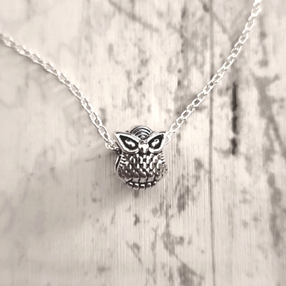 20 Inch Chain Owl Charm Necklace 925S STERLING plate NP#2